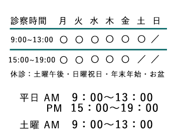 あいはら歯科の診療時間案内